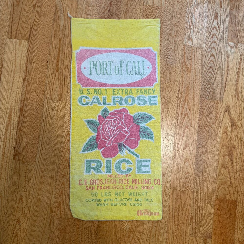 Vintage Calrose rice cotton sack San Francisco, CA